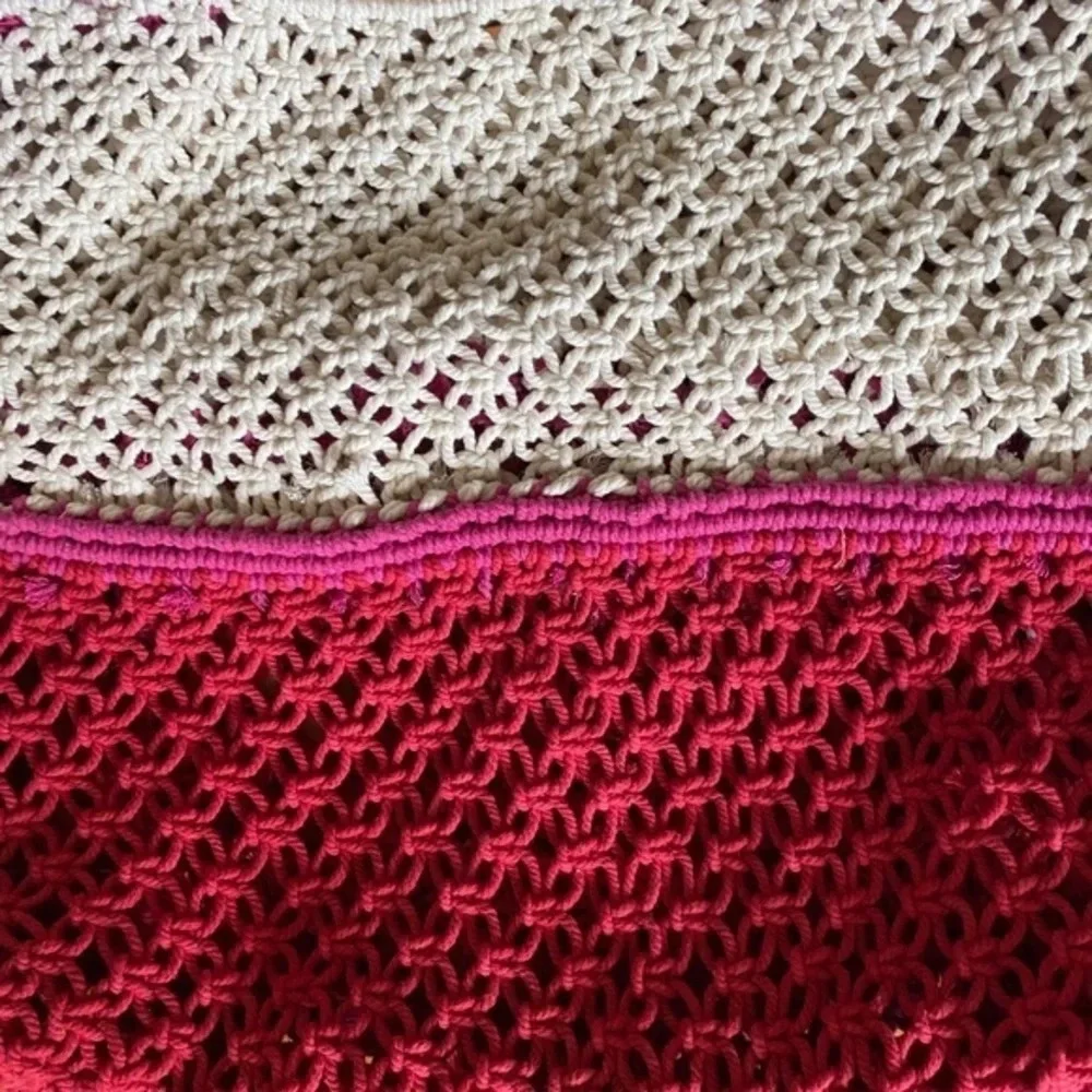 NWOT Free People Macrame Pink and White Tote - Picture 7 of 8